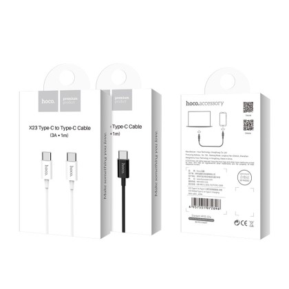 Usb Кабель-зарядка Type-C на Type-C Hoco X23 1м 3A чёрный