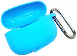 Силиконовый чехол для AirPods Pro 2 c карабином голубой