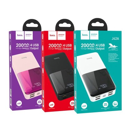 Powerbank Hoco J42A 4USB 20000mAh с цифровым индикатором черный