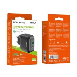 Сетевое зар. устр. Borofone BA46A 1USB/1C PD3.0/QC3.0 3A 18W черное
