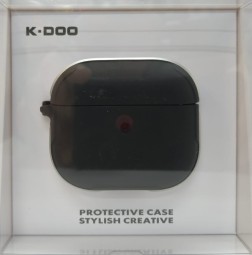 Кожаный чехол для AirPods 3 K-DOO CrashGuard черно-серебристый