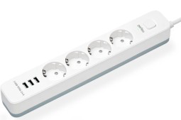 Perfeo сетевой фильтр "POWER STREAM", 2500W,  3,0м, 4 розетки, белый.