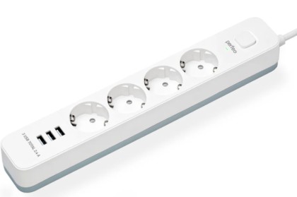 Perfeo сетевой фильтр "POWER STREAM", 2500W,  3,0м, 4 розетки, белый.