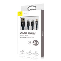 Usb Кабель-зарядка Micro+Dual Lightning Baseus Rapid 3A 1.2м (CAMLL-SU01) черный