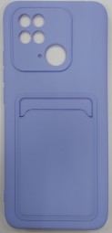 Накладка для Xiaomi Redmi 10C силиконовая с карманом для карт голубая
