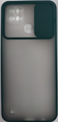 Накладка со шторкой камеры Realme C21 матовая зеленая