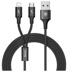 Usb Кабель-зарядка Micro+Lightning Baseus Rapid 1.2м (CAML-SU01) черный
