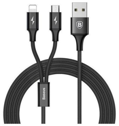 Usb Кабель-зарядка Micro+Lightning Baseus Rapid 1.2м (CAML-SU01) черный