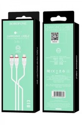 Usb Кабель-зарядка Borofone X17 3-in-1 Enjoy Lightning/Micro/Type-C 2.4A 1м силиконовый белый