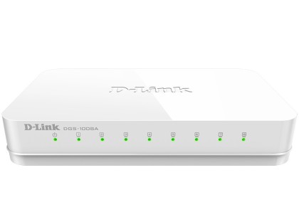 Коммутатор-мини D-Link DGS-1008A с 8-портами белый