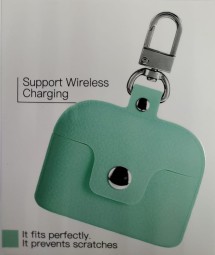 Силиконовый чехол для AirPods Pro с кнопкой и карабином бирюзовый