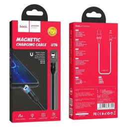 Usb Кабель-зарядка Lightning Магнитный Hoco U76 Fresh 2.4A 1.2м в тканевой оплётке чёрный