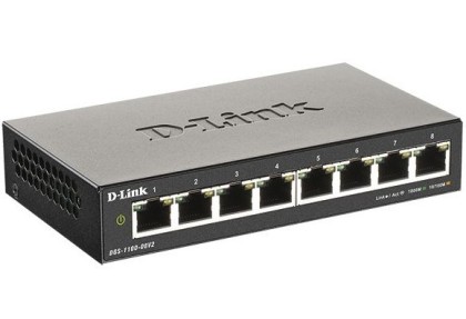Коммутатор-мини D-Link DGS-1100-08V2/A1A с 8-портами черный