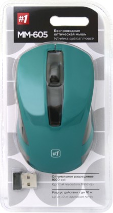 Мышь беспроводная Defender MM-605 USB/DPI 1200/3 кнопки/2AAA зеленая