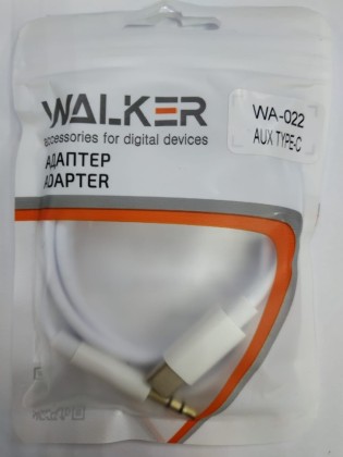 Кабель-переходник Walker WA-022 Type-C (папа) на AUX 3.5мм (папа) белый