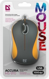 Мышь проводная Defender MS-970 Accura USB/DPI 1000/3 кнопки/1.5м серо-оранжевая