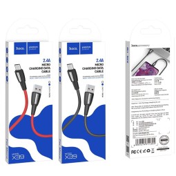 Usb Кабель-зарядка Micro Hoco X39 Titan 2.4A 1м в тканевой оплётке красный