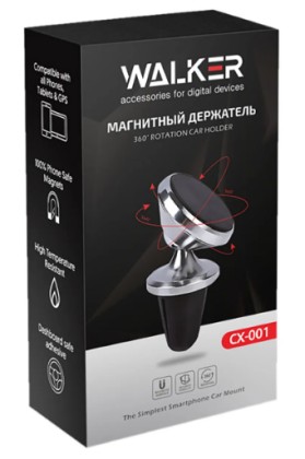 Держатель в автомобиль в воздуховод магнитный Walker CX-001 серебристый