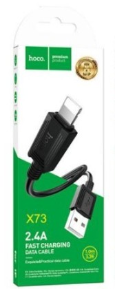 Usb Кабель-зарядка Lightning Hoco X73 Fast Charging 2.4A 1м силиконовый черный