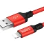 Usb Кабель-зарядка Lightning Hoco X14 Times speed 2A 1м в тканевой оплетке красно-черный