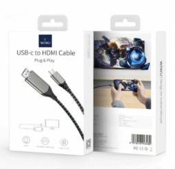 Кабель-переходник Wiwu X10L Type-C (папа) на HDMI 4K (папа) 2м серый
