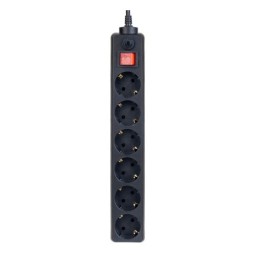 Сетевой фильтр Perfeo Power+ (PF-PP-6/5,0-B) 5м/6 розеток черный
