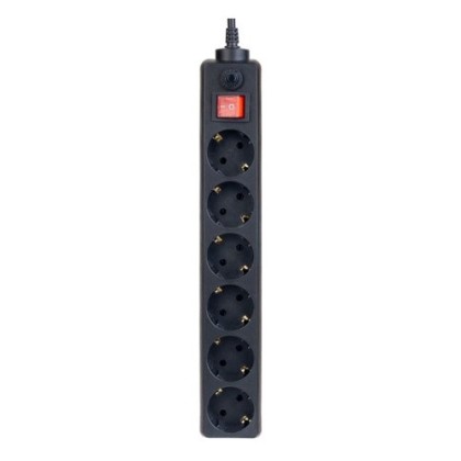 Сетевой фильтр Perfeo Power+ (PF-PP-6/5,0-B) 5м/6 розеток черный