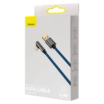 Usb Кабель-зарядка Lightning Baseus 1м (CACS000003) угловой синий