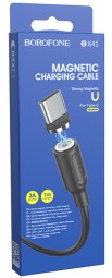 Usb Кабель-зарядка магнитный Type-C Borofone Amiable 3A 1м силиконовый черный