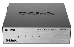 Коммутатор-мини D-Link DES-1005D с 5-портами серый