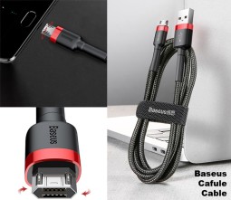 Usb Кабель-зарядка Micro Baseus Cafule 1м (CAMKLF-B91) красно-чёрный