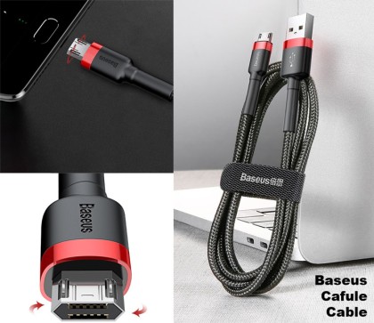 Usb Кабель-зарядка Micro Baseus Cafule 1м (CAMKLF-B91) красно-чёрный
