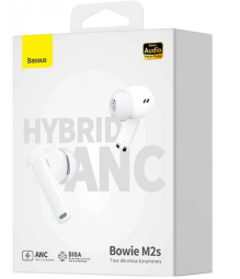 Мобильная Bluetooth-гарнитура Baseus Bowie M2s BT5.2/67mAh (600mAh)/7ч/ANC (NGTW350102) белая