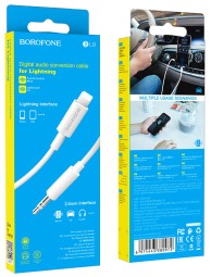 Кабель-переходник Lightning на AUX 3,5mm Borofone BL9 1м белый
