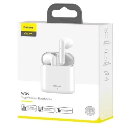 Мобильная Bluetooth-гарнитура Baseus Encok W09 IP54 V5.0 сенсорная (NGW09-02) белая