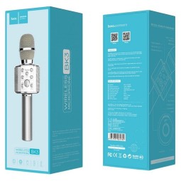 Микрофон для караоке Hoco BK3 1800mAh 4.2 ver 4.6h серебристый