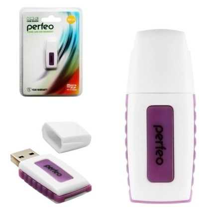 Картридер USB2.0 MicroSD Perfeo (PF-VI-R006) белый