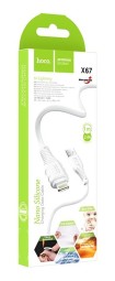 Usb Кабель-зарядка Lightning Hoco X67 Nano 2.4A 1м мягкий силиконовый белый