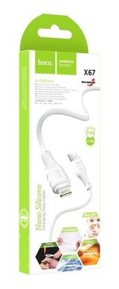Usb Кабель-зарядка Lightning Hoco X67 Nano 2.4A 1м мягкий силиконовый белый