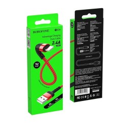 Usb Кабель-зарядка Lightning Borofone BX34 Advantage 2.4A 1м в нейлоновой оплётке красный