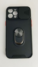 Накладка для i-Phone 12 Pro Max 6.7" силикон с кольцом и шторкой для камеры