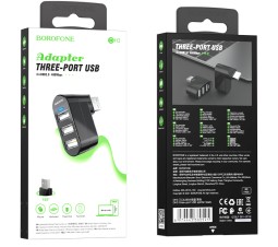 OTG USB на 3USB2.0 Borofone DH3 чёрный