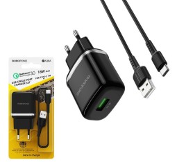 Сетевое зар. устр. Borofone BA36A 1USB 3,0A черное