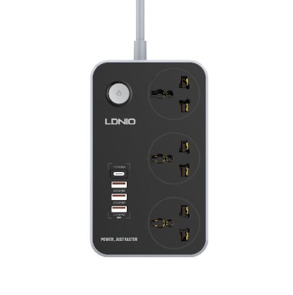 Сетевой фильтр LDNIO SC3412 2м/3 розетки/3 USB/1 USB-C серый