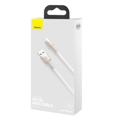 Usb Кабель-зарядка Lightning Baseus Cafule Metal 2.4A 2м (CALJK-B02) белый