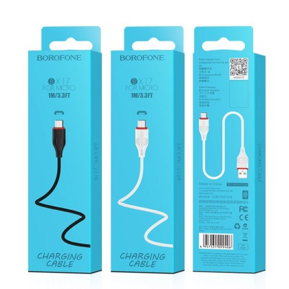 Usb Кабель-зарядка Micro Borofone X17 Enjoy 2A 1м силиконовый чёрный