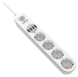 Сетевой фильтр LDNIO SE4432 2м/4 розетки/4 USB бело-серый
