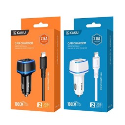 Автомобильное заряд. устр. Kaku KSC-528 с шнуром Lightning 2USB 2.8A белое