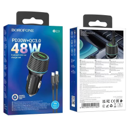 Автомобильное заряд. устр. Borofone BZ21 1USB/1C 30W черное