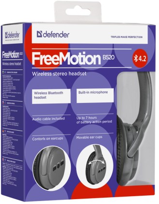 Стереонаушники Bluetooth полноразмерные Defender FreeMotion B520 BT4.2/7ч черные
